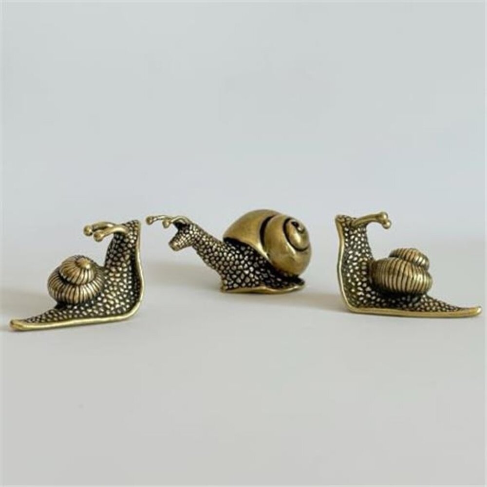 ADORABLE Brass Snails Snail Miniature Statues Home Decor 3 PIECES Brand New
